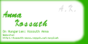 anna kossuth business card